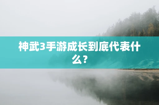 神武3手游成长到底代表什么？