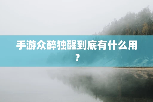 手游众醉独醒到底有什么用？
